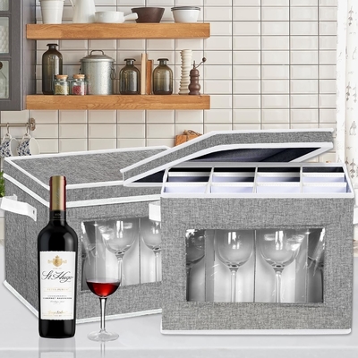 HOMYFORT Şarap camı STEMWARE depolama çantaları, CHINA depolama konteynerleri bölücüler ile kutu 12 kristal cam için sert kabuk