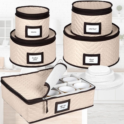 Çin Depolama Konteynerleri Yemek Tabakları, Bardaklar, Tabaklar, Kadehler ve Soslar için 5 Parçalı Taşınma Kutuları Güçlü Quilted