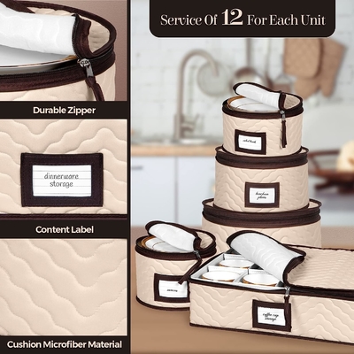Çin Depolama Konteynerleri Yemek Tabakları, Bardaklar, Tabaklar, Kadehler ve Soslar için 5 Parçalı Taşınma Kutuları Güçlü Quilted
