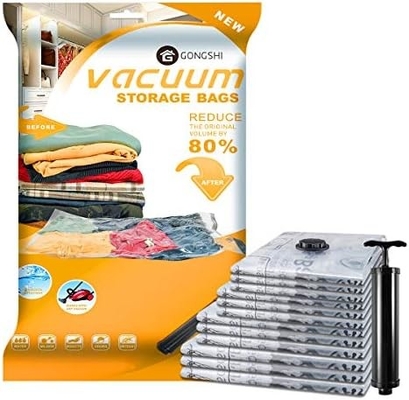 12 Paket vakum depolama çantası (3 X JUMBO, 3 X BÜYÜK, 3 X Orta, 3 X KİŞİ), alan tasarrufu yapan mühürleyici sıkıştırma çantası