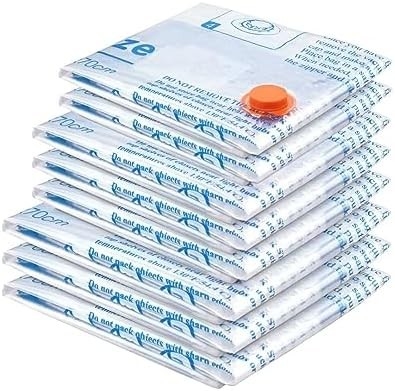 Elektrikli hava pompası olan 8 paket vakum depolama çantası,2 jumbo,2 büyük,2 orta,2 küçük çanta