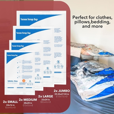Elektrikli hava pompası olan 8 paket vakum depolama çantası,2 jumbo,2 büyük,2 orta,2 küçük çanta