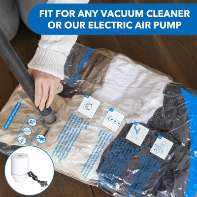 Elektrikli hava pompası olan 8 paket vakum depolama çantası,2 jumbo,2 büyük,2 orta,2 küçük çanta