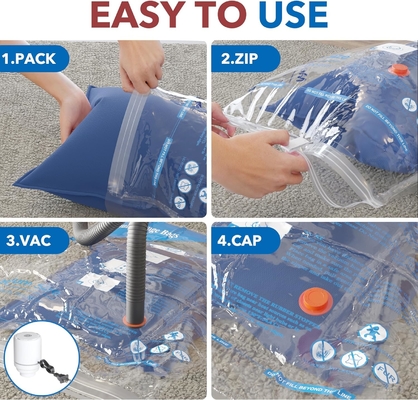Elektrikli hava pompası olan 8 paket vakum depolama çantası,2 jumbo,2 büyük,2 orta,2 küçük çanta