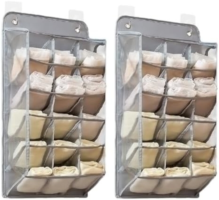 3 boyutlu yeni dayanıklı dolap asılı düzenleyicisi 3 boyutlu ağlı ceplerle, duvar rafı gardırop asılı depolama çantası (BEIGE-2PACK)