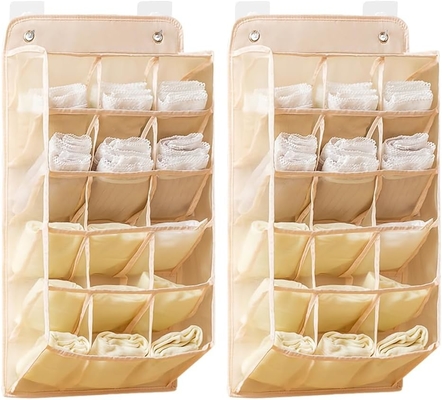 3 boyutlu yeni dayanıklı dolap asılı düzenleyicisi 3 boyutlu ağlı ceplerle, duvar rafı gardırop asılı depolama çantası (BEIGE-2PACK)