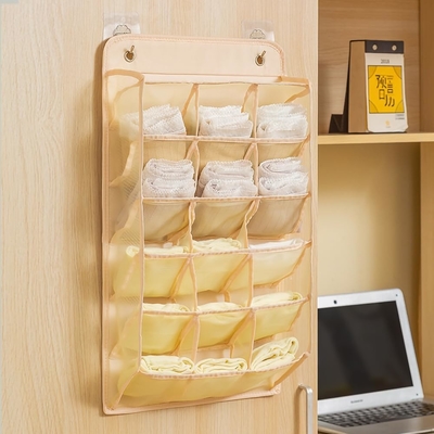 3 boyutlu yeni dayanıklı dolap asılı düzenleyicisi 3 boyutlu ağlı ceplerle, duvar rafı gardırop asılı depolama çantası (BEIGE-2PACK)