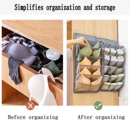 3 boyutlu yeni dayanıklı dolap asılı düzenleyicisi 3 boyutlu ağlı ceplerle, duvar rafı gardırop asılı depolama çantası (BEIGE-2PACK)