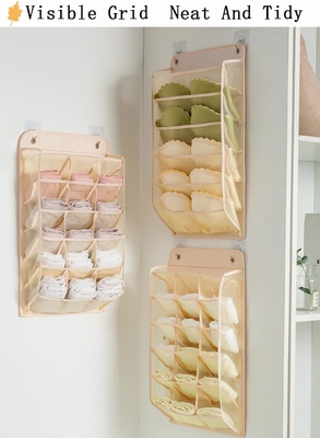 3 boyutlu yeni dayanıklı dolap asılı düzenleyicisi 3 boyutlu ağlı ceplerle, duvar rafı gardırop asılı depolama çantası (BEIGE-2PACK)