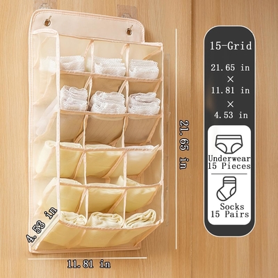 3 boyutlu yeni dayanıklı dolap asılı düzenleyicisi 3 boyutlu ağlı ceplerle, duvar rafı gardırop asılı depolama çantası (BEIGE-2PACK)