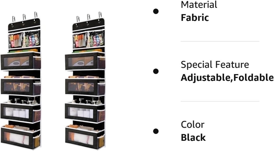 JARLINK 2 Paket 5 Raft Kapı Üzerinde Asılı Organizatör, Katlanabilir Duvar Montajı 4 Büyük Cep PVC ile Büyük Kapasite Depolama