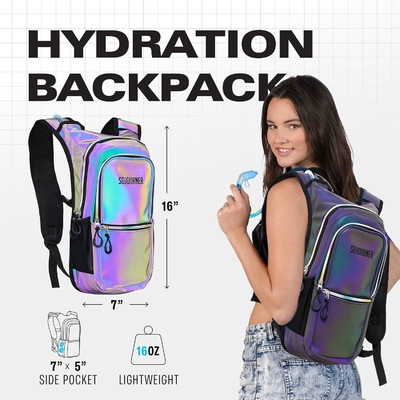 Sojourner Hidrasyon Paketi, Hidrasyon Sırt Çantası - 2 litre Hidrasyon Mesanesi ile Su Sırt Çantası, Festival Esasları - Rave