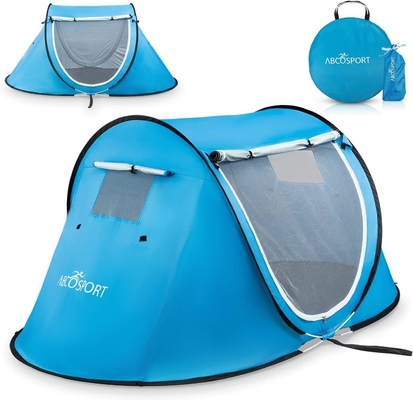 Abco 2 kişilik Pop Up Çadırı - 2 Kapılı Taşınabilir Kabana, Suya dayanıklı ve UV koruması, Taşıma Çantası - Sky Blue