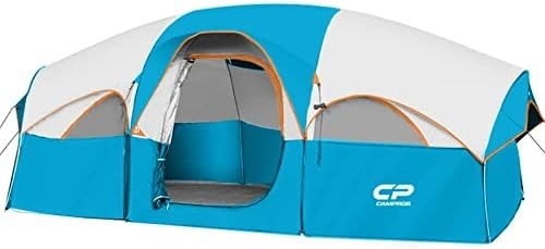 CAMPROS CP Çadırı 8 kişilik Kamp Çadırları Hava Duruma Dirençli Aile Çadırı 5 Büyük Ağıllı Pencereler, Çift Katmanlı, Bölünmüş