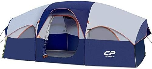CAMPROS CP Çadırı 8 kişilik Kamp Çadırları Hava Duruma Dirençli Aile Çadırı 5 Büyük Ağıllı Pencereler, Çift Katmanlı, Bölünmüş