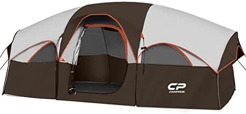 CAMPROS CP Çadırı 8 kişilik Kamp Çadırları Hava Duruma Dirençli Aile Çadırı 5 Büyük Ağıllı Pencereler, Çift Katmanlı, Bölünmüş