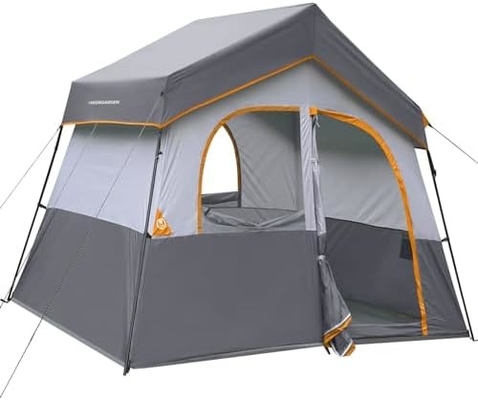 HIKERGARDEN 6 kişilik kamp çadırı - Kamp için taşınabilir kolay kurulmuş aile çadırı, rüzgar geçirmez kumaş kabin çadırı dışarıda