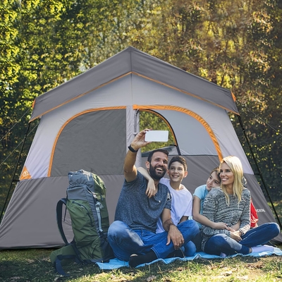 HIKERGARDEN 6 kişilik kamp çadırı - Kamp için taşınabilir kolay kurulmuş aile çadırı, rüzgar geçirmez kumaş kabin çadırı dışarıda