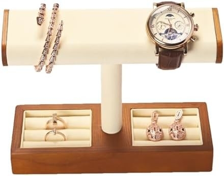 Katı Ahşap Saat Ekranı Stand T-bar Watch Stand Mücevher Sahibi Stand Saat Kulesi Erkekler için Saat Sahibi Organizer Erkekler için