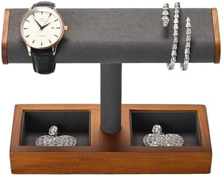 Katı Ahşap Saat Ekranı Stand T-bar Watch Stand Mücevher Sahibi Stand Saat Kulesi Erkekler için Saat Sahibi Organizer Erkekler için