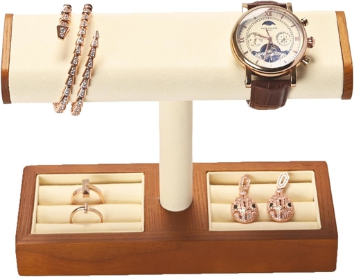Katı Ahşap Saat Ekranı Stand T-bar Watch Stand Mücevher Sahibi Stand Saat Kulesi Erkekler için Saat Sahibi Organizer Erkekler için
