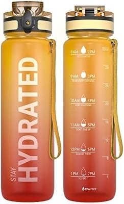 32 oz Motivasyon Sporsu Su Şişesi Zaman İşareti - İçme Zamanı - Tritan, BPA Serbest, Geniş Ağız Sızdırmaz,