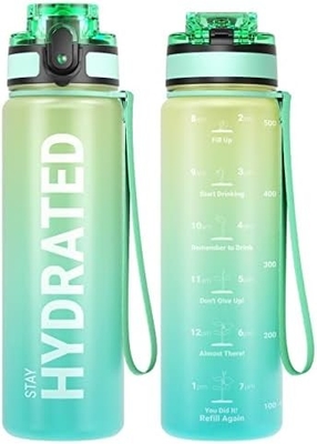 32 oz Motivasyon Sporsu Su Şişesi Zaman İşareti - İçme Zamanı - Tritan, BPA Serbest, Geniş Ağız Sızdırmaz,