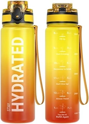 32 oz Motivasyon Sporsu Su Şişesi Zaman İşareti - İçme Zamanı - Tritan, BPA Serbest, Geniş Ağız Sızdırmaz,