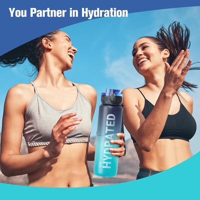 32 oz Motivasyon Sporsu Su Şişesi Zaman İşareti - İçme Zamanı - Tritan, BPA Serbest, Geniş Ağız Sızdırmaz,