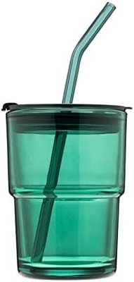 13oz/400ml Tumbler Su Bardakları, Samanlı ve Kapaklı Bardaklar Kahve, Buzlu Çay, Kalın Duvarlı İzole Edilmiş Camlar İçin Taşı