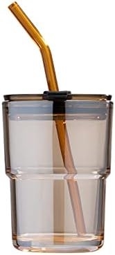 13oz/400ml Tumbler Su Bardakları, Samanlı ve Kapaklı Bardaklar Kahve, Buzlu Çay, Kalın Duvarlı İzole Edilmiş Camlar İçin Taşı