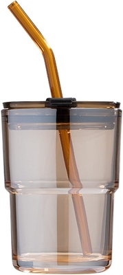 13oz/400ml Tumbler Su Bardakları, Samanlı ve Kapaklı Bardaklar Kahve, Buzlu Çay, Kalın Duvarlı İzole Edilmiş Camlar İçin Taşı