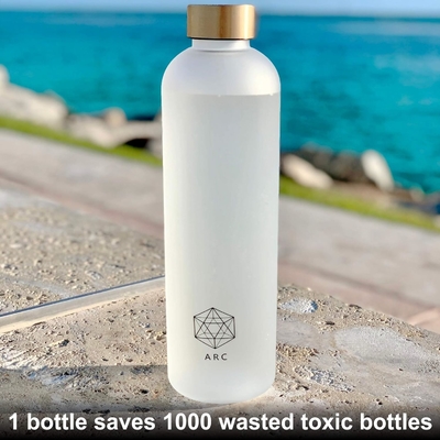ARCANA Arc Su Şişesi Zaman İşaretiyle - İçme Zamanları ile Motivasyonel Su Şişeleri - BPA Serbest Dondurulmuş Plastik