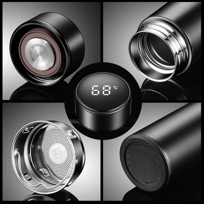 LED sıcaklık göstergesi olan su şişesi,İki duvarlı vakum yalıtımlı su şişesi,Stainless Steel spor otomobil