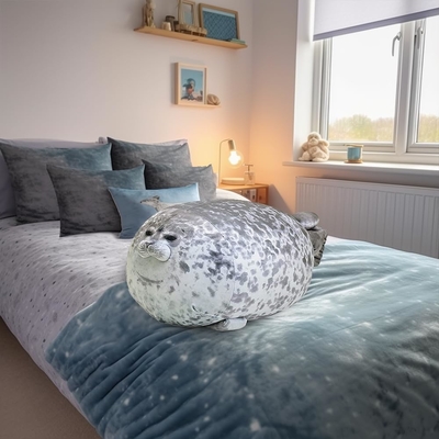 MerryXD Chubby Blob Seal Yastık,Doldurulmuş Pamuk Plüş Hayvan Oyuncağı Tatlı Okyanus Orta ((17.6 inç)