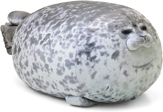 MerryXD Chubby Blob Seal Yastık,Doldurulmuş Pamuk Plüş Hayvan Oyuncağı Tatlı Okyanus Orta ((17.6 inç)