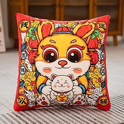Tavşan Maskoti Yılı, Büyük Kırmızı Yastık, Tavşan Yastığı Yılı 40*40cm