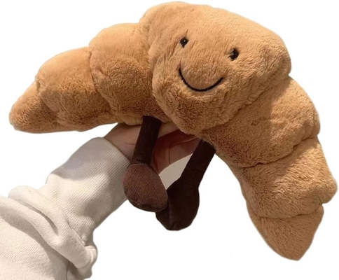 Ağırlıklı 9 inçlik Plüş Croissant Plüş Tatlı Gülümseme Croissant Ekmek Yastık Dolu Hayvanlar Komik Yumuşak Yiyecekler Plüşler