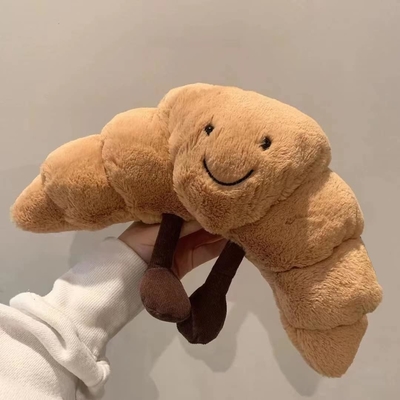 Ağırlıklı 9 inçlik Plüş Croissant Plüş Tatlı Gülümseme Croissant Ekmek Yastık Dolu Hayvanlar Komik Yumuşak Yiyecekler Plüşler