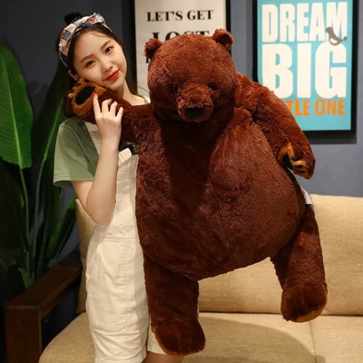 23.6in Koyu Kahverengi Teddy Ayı Plüş Oyuncak Simülasyonu Djungelskog Teddy Ayı Dolu Hayvan Bebek Ev