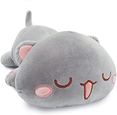 Onsoyours Cute Kitten Plush Toy 25.5 inç Dolu Hayvan Evcil Hayvan Kitty Yumuşak Anime Kedi Çocuklar için Büyük Plush Yastık (Beyaz A, 25.5
