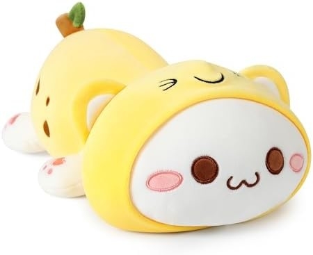 Onsoyours Cute Kitten Plush Toy 25.5 inç Dolu Hayvan Evcil Hayvan Kitty Yumuşak Anime Kedi Çocuklar için Büyük Plush Yastık (Beyaz A, 25.5