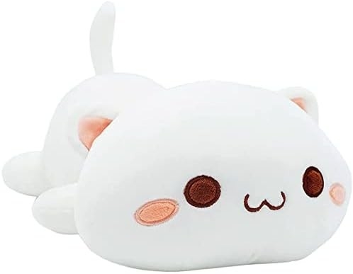 Onsoyours Cute Kitten Plush Toy 25.5 inç Dolu Hayvan Evcil Hayvan Kitty Yumuşak Anime Kedi Çocuklar için Büyük Plush Yastık (Beyaz A, 25.5