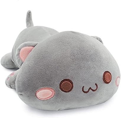 Onsoyours Cute Kitten Plush Toy 25.5 inç Dolu Hayvan Evcil Hayvan Kitty Yumuşak Anime Kedi Çocuklar için Büyük Plush Yastık (Beyaz A, 25.5