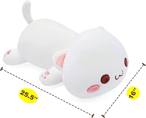 Onsoyours Cute Kitten Plush Toy 25.5 inç Dolu Hayvan Evcil Hayvan Kitty Yumuşak Anime Kedi Çocuklar için Büyük Plush Yastık (Beyaz A, 25.5