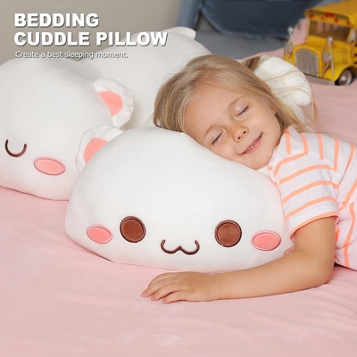 Onsoyours Cute Kitten Plush Toy 25.5 inç Dolu Hayvan Evcil Hayvan Kitty Yumuşak Anime Kedi Çocuklar için Büyük Plush Yastık (Beyaz A, 25.5