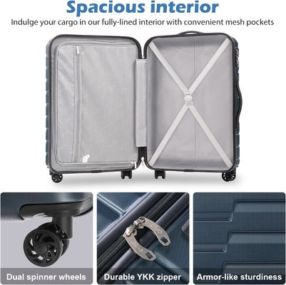 Bavul PC ABS TSA Bagaj 3 Parça Set Lock Spinner Taşı (Tel mavi)