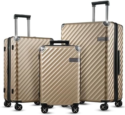 Bagaj 22x14x9 Hava Yolları Onaylandı - 35L polikarbonat genişletilebilir sert kabuklu bavul (Siyah, 20 inç)