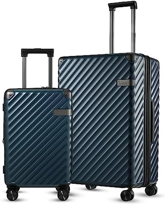 Bagaj 22x14x9 Hava Yolları Onaylandı - 35L polikarbonat genişletilebilir sert kabuklu bavul (Siyah, 20 inç)