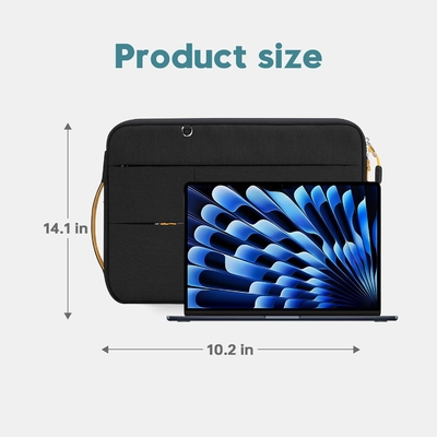 13-14 inçlik MacBook Pro için uygundur, el ve aksesuar cebesi olan geri dönüştürülmüş PET dizüstü bilgisayar taşıma çantası